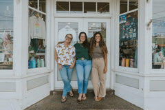 Wings Hawaii founders. Boutique shopping in Paia, Maui. Women-run small local business. Handmade in Maui clothing, shell jewelry, Maui souvenirs and gifts