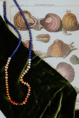 Beaded Lapis and Fire Opal Necklace thumbnail