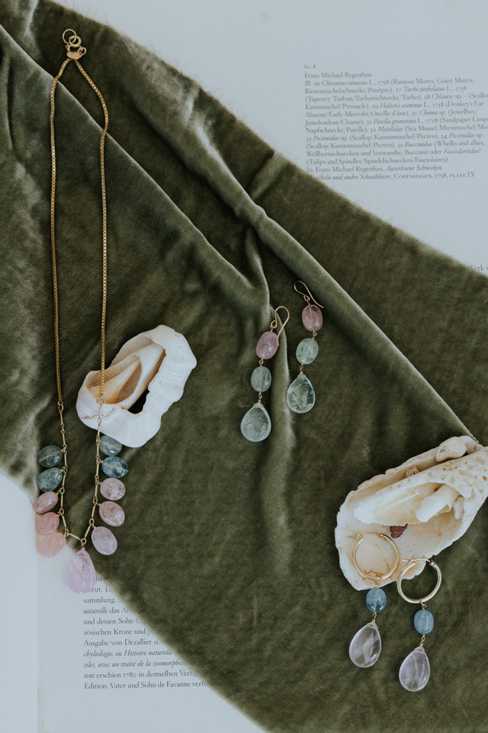 Wings Hawaii Good Karma Hoop earrings - Blue + Pink Aquamarine