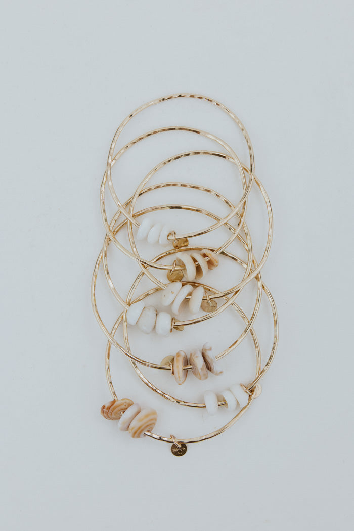 wings hawaii ti leaf bangles triple puka shell
