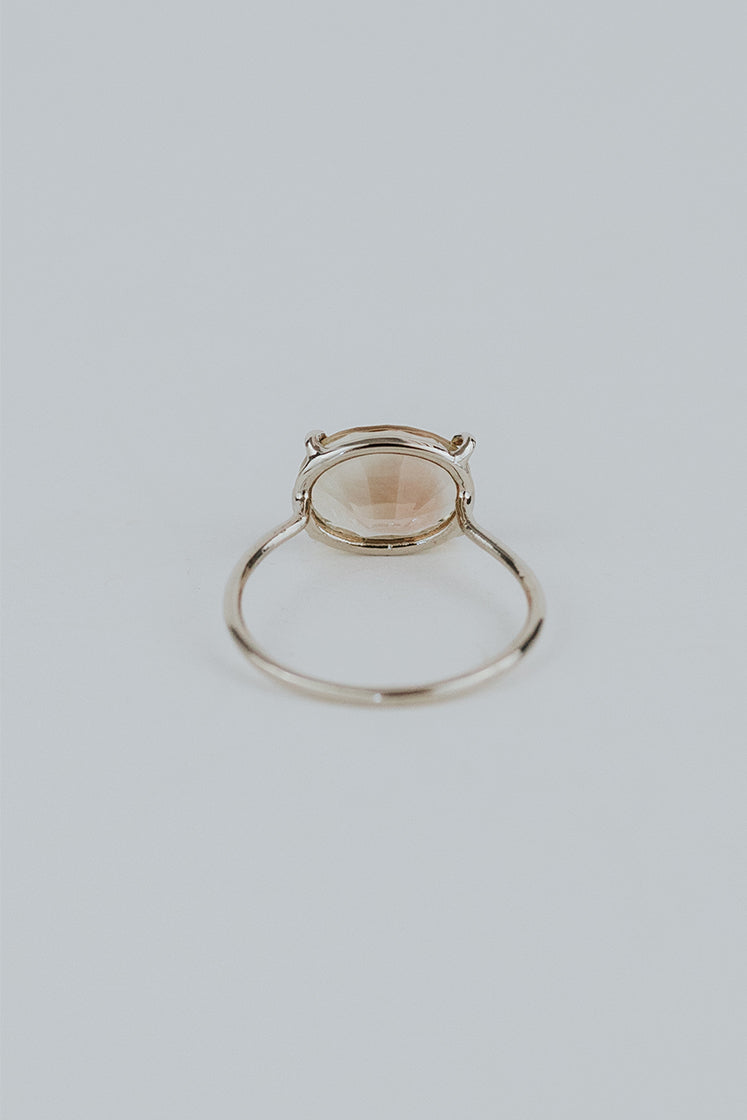 Oval Sunstone Ring - 14K White Gold