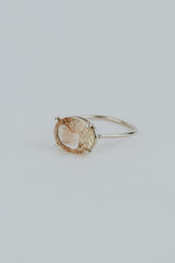 Oval Sunstone Ring - 14K White Gold thumbnail
