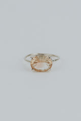 Oval Sunstone Ring - 14K White Gold thumbnail
