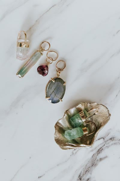 wings hawaii labradorite charm 14k yellow gold shown with others