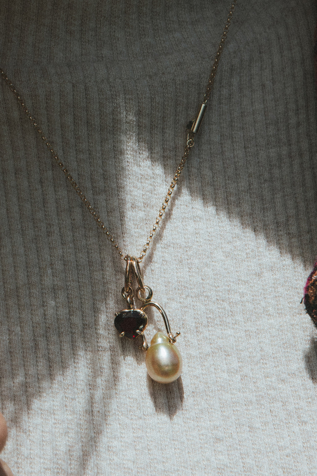Heart Necklace Charm - Garnet | 14k YG