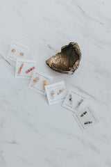 Wings Hawaii banded crystal stud earrings in 14k gold. Fine jewelry handcrafted in Maui. 