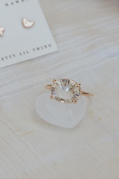 Oval Sunstone Ring - 14k Rose Gold