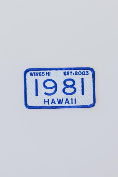 wings hawaii 1981 license plate embroidered patch