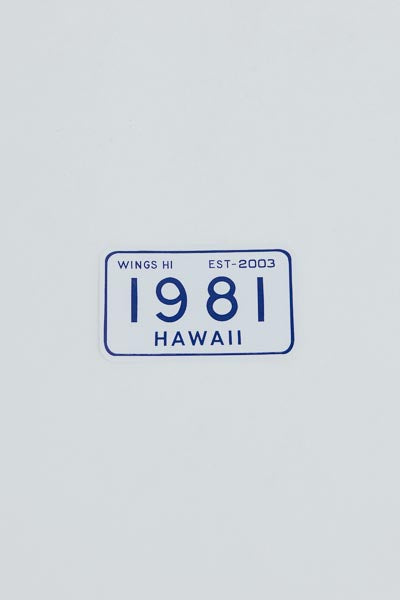 Wings Hawaii 1981 license plate sticker