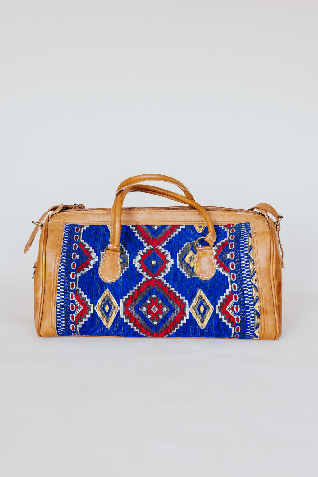 Kilim + Leather Travel Bag - Blue Large