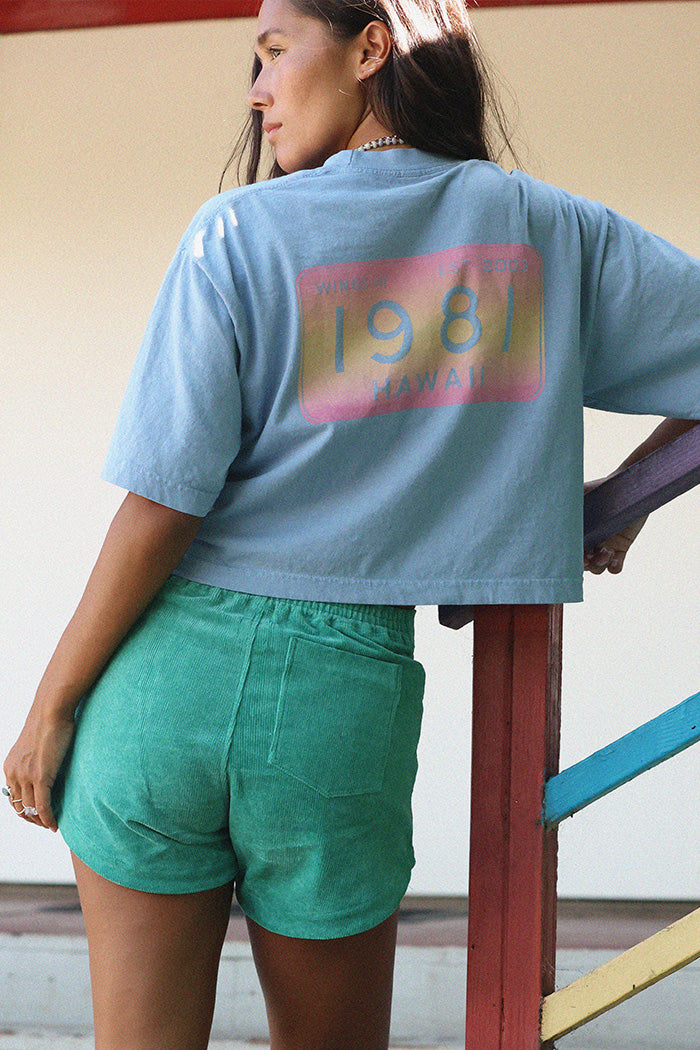 Retro Pocket Shorts - Teal Corduroy