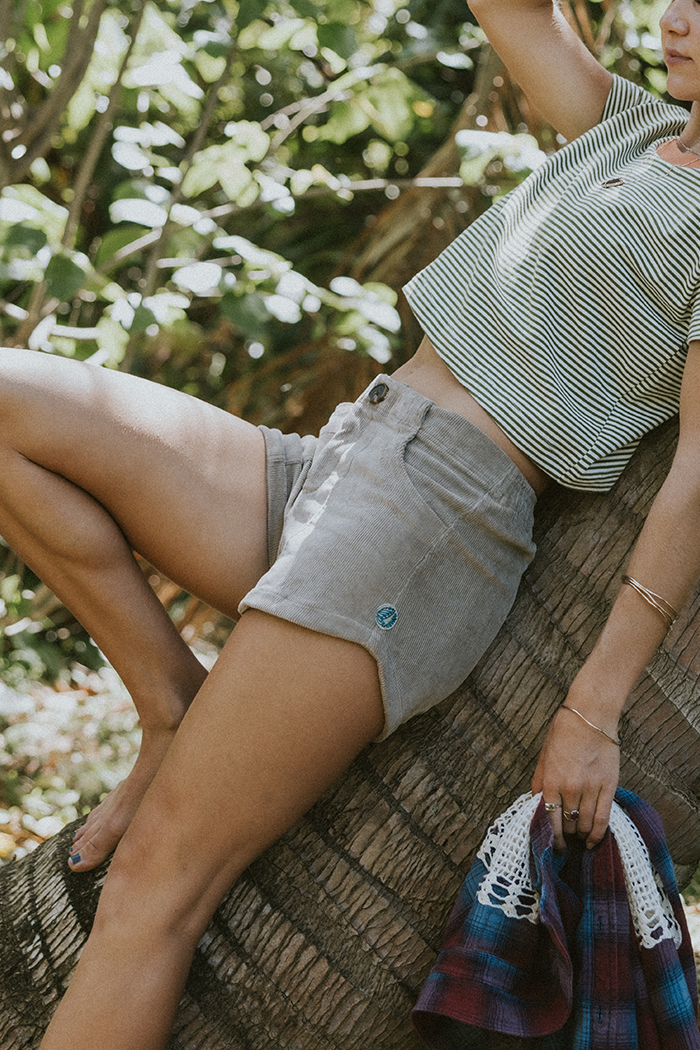 Retro Pocket Shorts - Khaki Corduroy