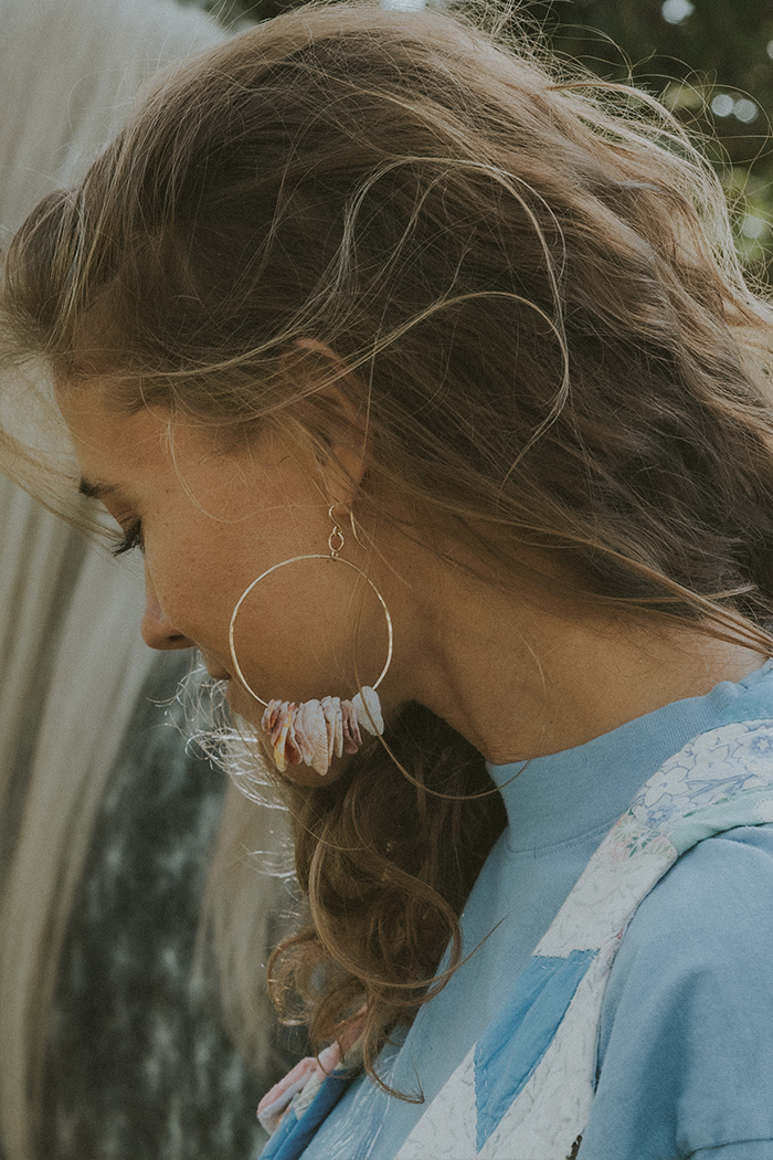 Shell Lei Hoop Earrings - Sunrise + Scallops