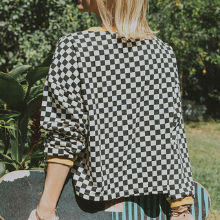 Boxy Long Sleeve - Black and White Check