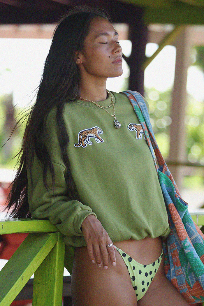 Tiger Patch Green Sweatshirt