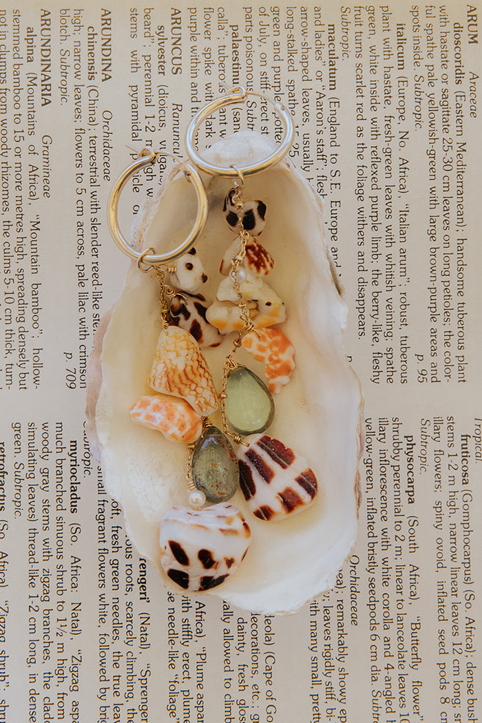Shell Pile Charm Hoops | Hebrew Chip Mix