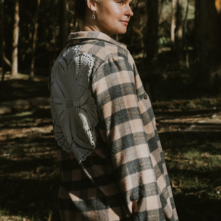 Paragon Flannel - Peach + Grey