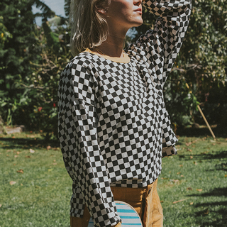 Boxy Long Sleeve - Black and White Check