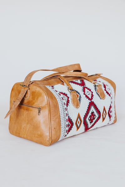 Kilim Leather Travel Bag - Mint Large