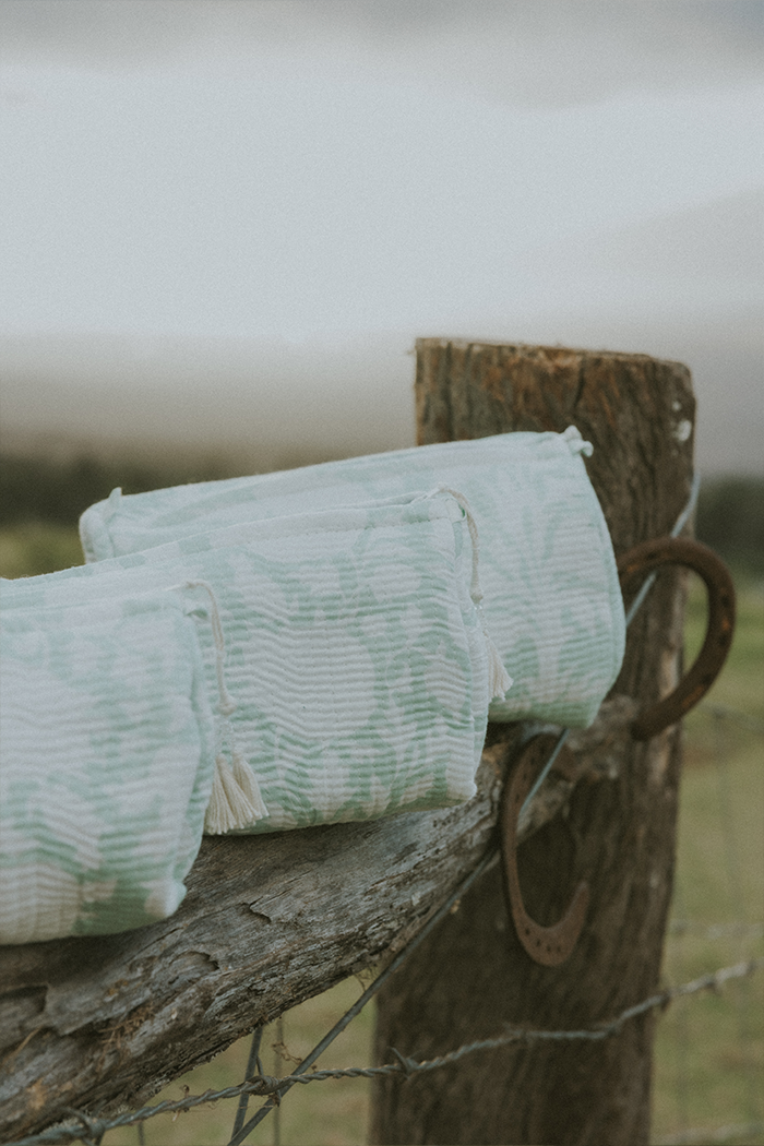 Kantha Toiletry Pouches - Mint Garden
