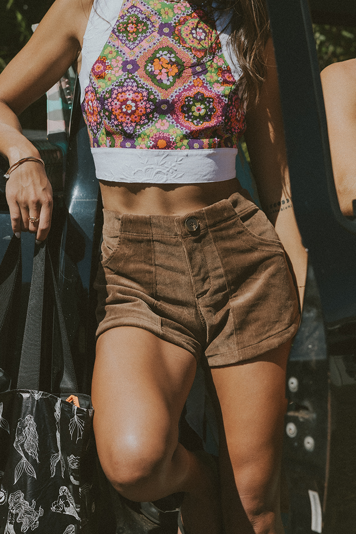 Retro Pocket Shorts - Brown Corduroy