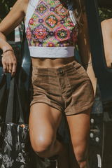 Retro Pocket Shorts - Brown Corduroy thumbnail