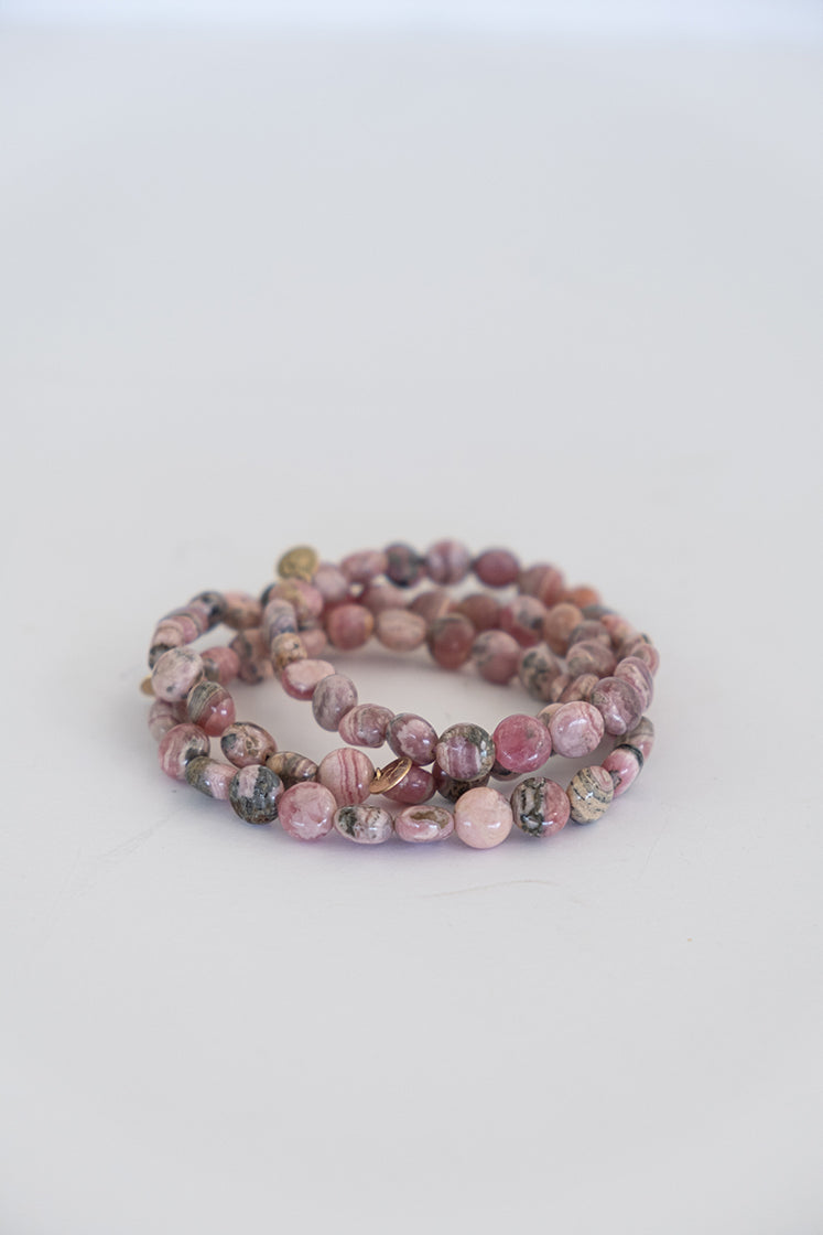Stretchy Beaded Bracelet - Rhodochrosite