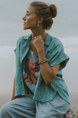 Quilted Ulu Boxy Button-up - Surf thumbnail