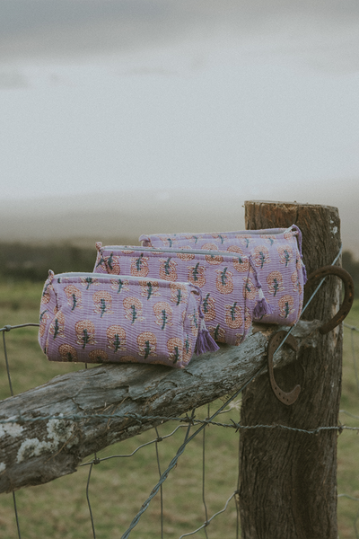Kantha Toiletry Pouches - Lilac Fields