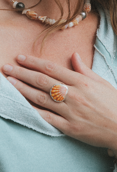 Bezel Set Sunrise Shell Rings