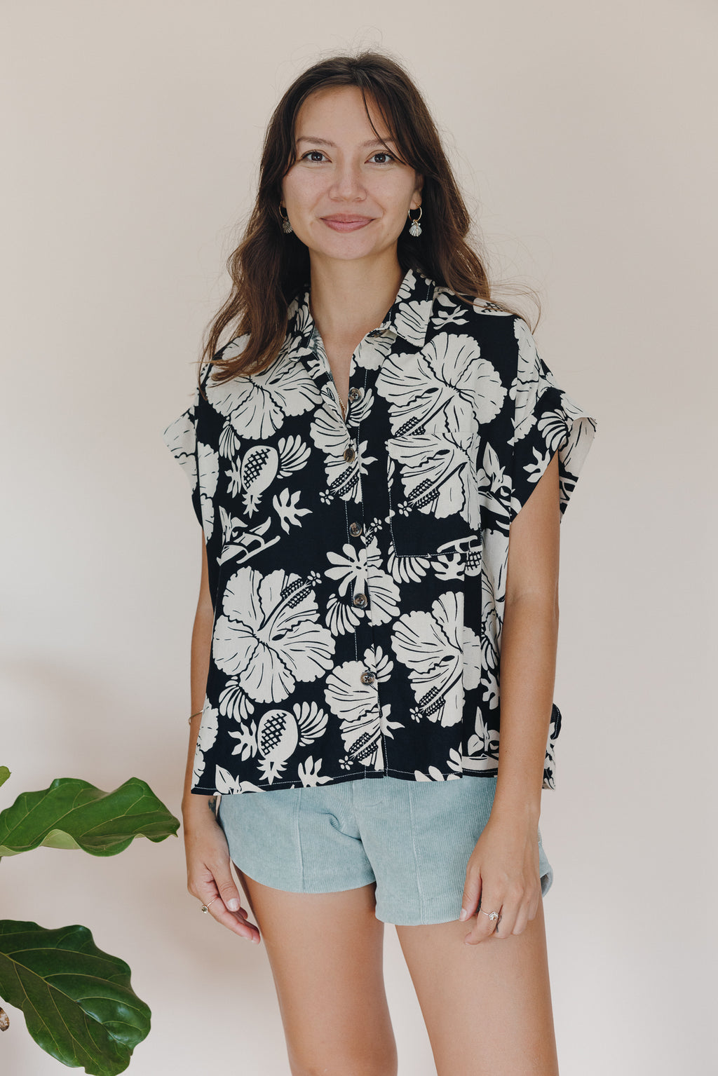 Aloha Boxy Button-Up - Hana Nightfall