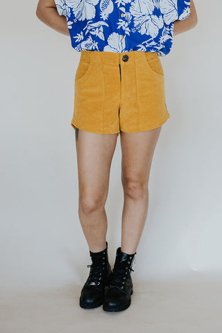 Retro Pocket Shorts - Marigold Corduroy