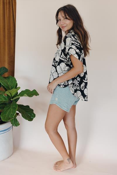 Aloha Boxy Button-Up - Hana Nightfall