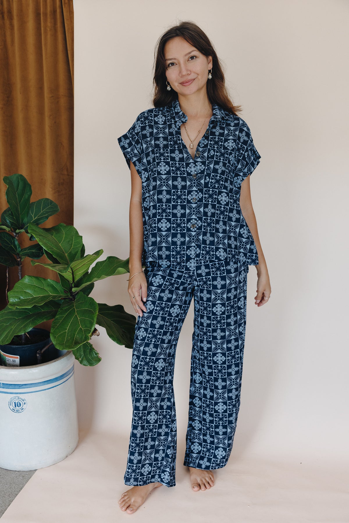 Pau Hana Pants - Quilted Ulu - Navy