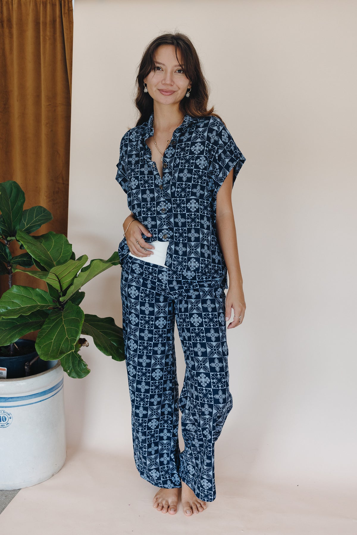 Pau Hana Pants - Quilted Ulu - Navy