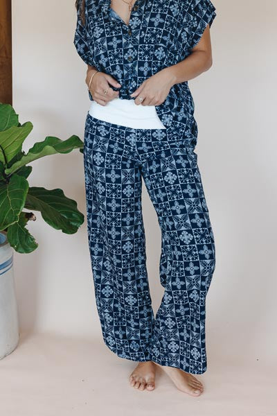 Pau Hana Pants - Quilted Ulu - Navy