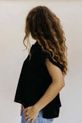 Wings Hawaii model wearing Classic Black Boxy Button-up thumbnail