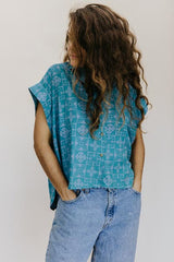 Quilted Ulu Boxy Button-up - Surf thumbnail