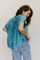 Quilted Ulu Boxy Button-up - Surf thumbnail