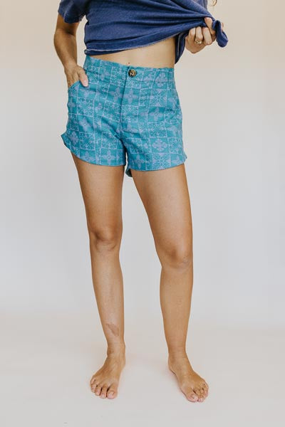 Retro Pocket Shorts - Quilted Ulu - Surf