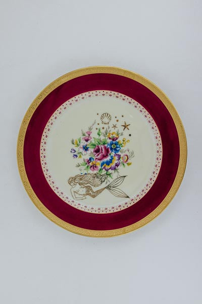 Mermaid Dinner Plates - Burgundy