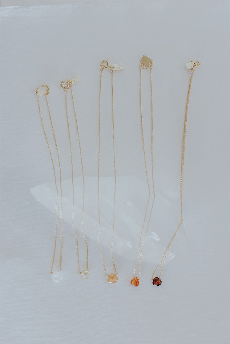 Single Stone Necklace - Warm Tones