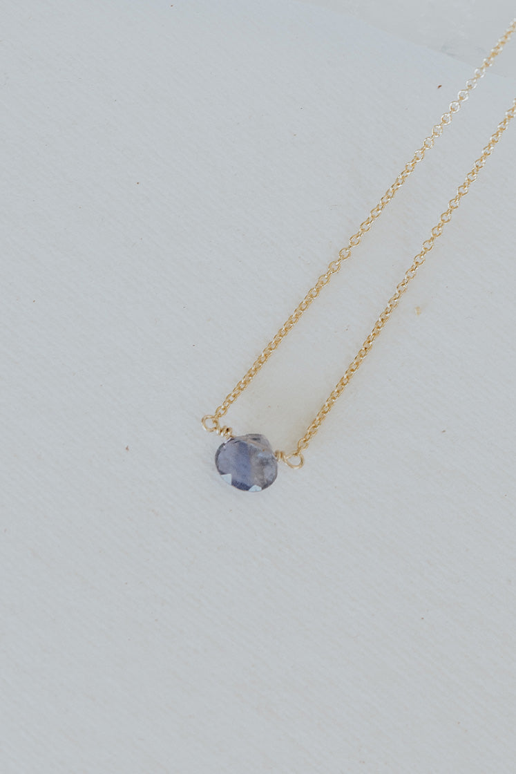 Single Stone Necklace - Cool Tones