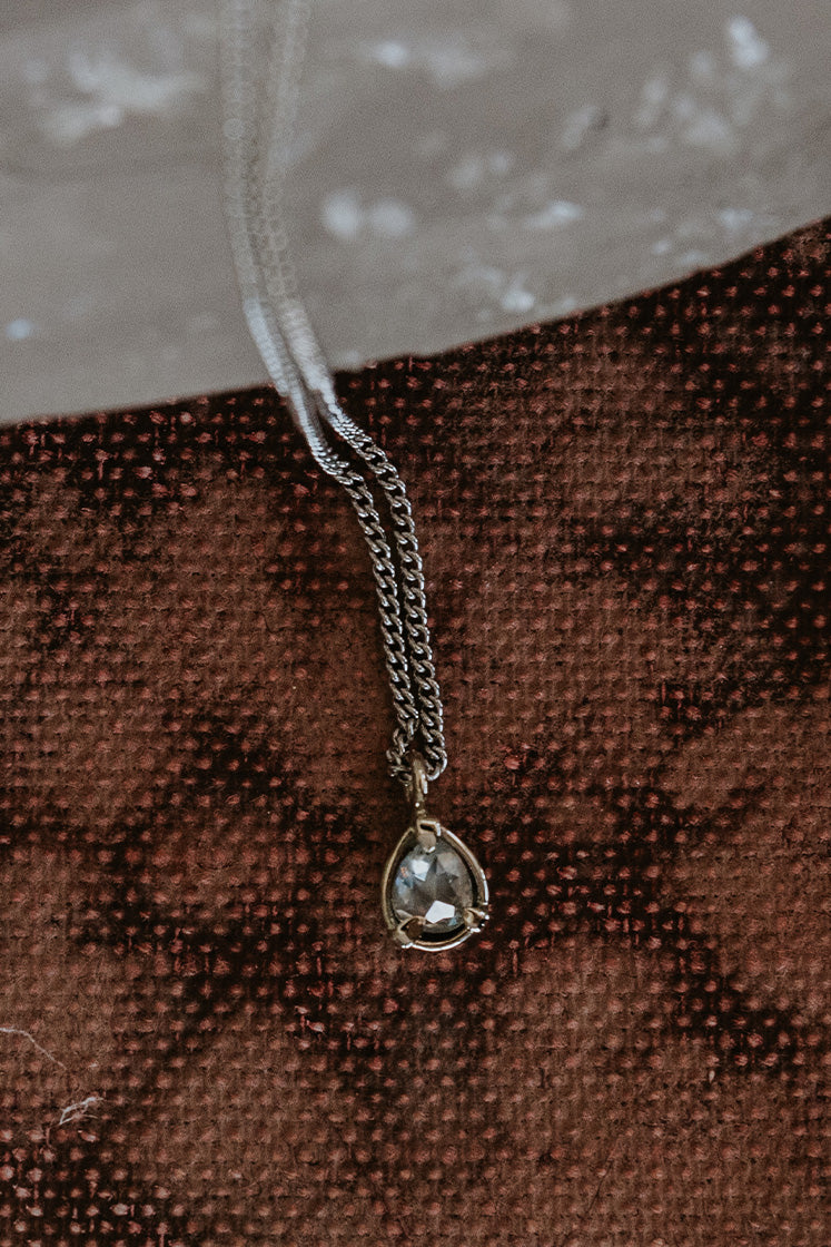 Teardrop Diamond Necklace - 14K WG
