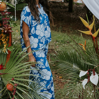 Blue Vintage Aloha Boxy Button-up