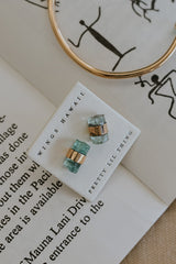 Banded Crystal Studs - Green Tourmaline | Gold Filled thumbnail