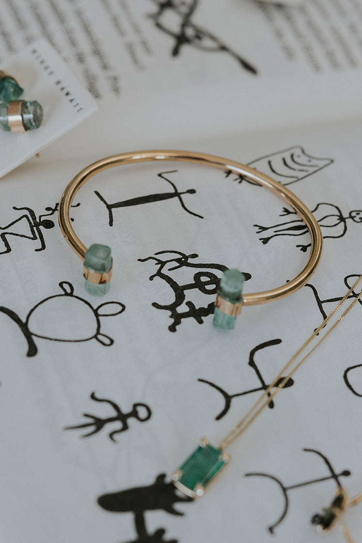 wings hawaii banded green tourmaline cuff bracelet in 14k gold fill 