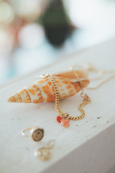 Necklace Charm - Pink Coral Heart