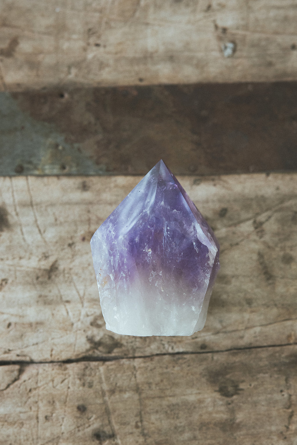 Wings Hawaii Amethyst crystal point. Mystical home decor, boho chic aesthetic. Unique gifts and Maui souvenirs for crystal-lovers. Crystal collection must-have. 