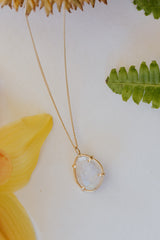 Rose Cut Gemstone Necklace - Moonstone 14k thumbnail